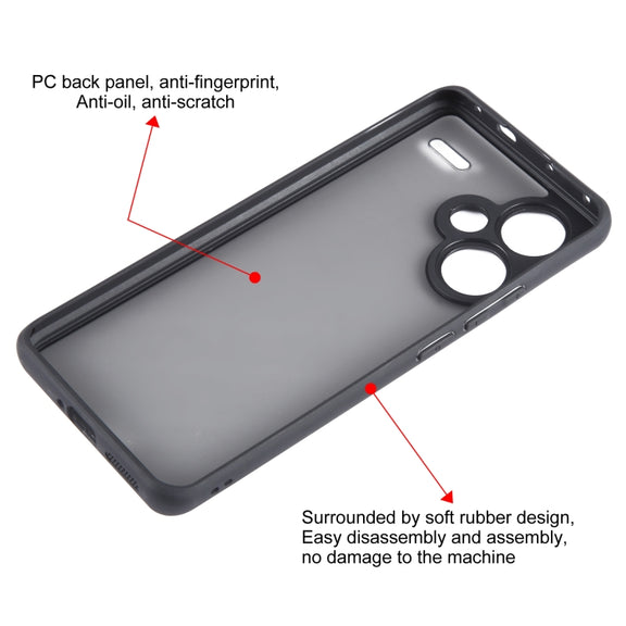For Xiaomi Redmi Note 13 Pro+ Fine Pore Matte Black TPU + PC Phone Case