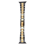 For Apple Watch Series 7 41mm Three-Bead Stainless Steel Watch Band(Black Gold)