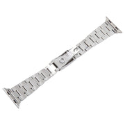 For Apple Watch Series 7 45mm Three-Bead Stainless Steel Watch Band(Silver Gold)