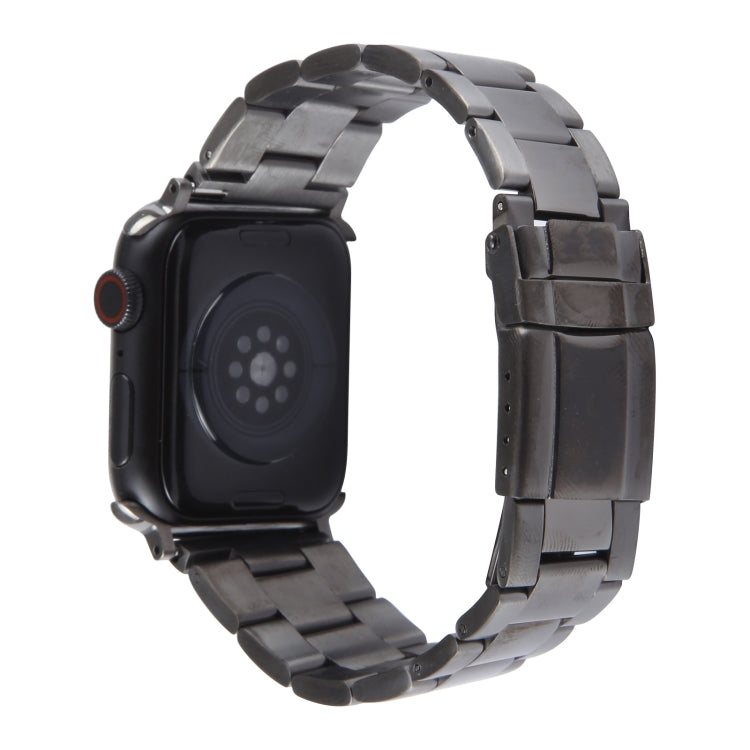 For Apple Watch SE 40mm Three-Bead Stainless Steel Watch Band(Gun Color)