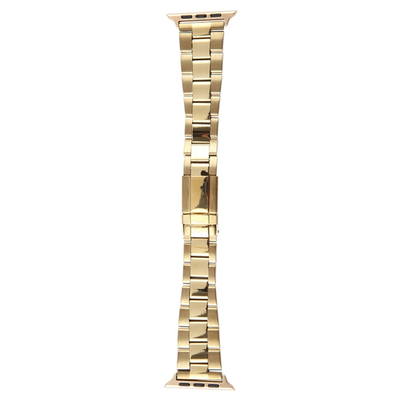 For Apple Watch SE 44mm Three-Bead Stainless Steel Watch Band(Gold)