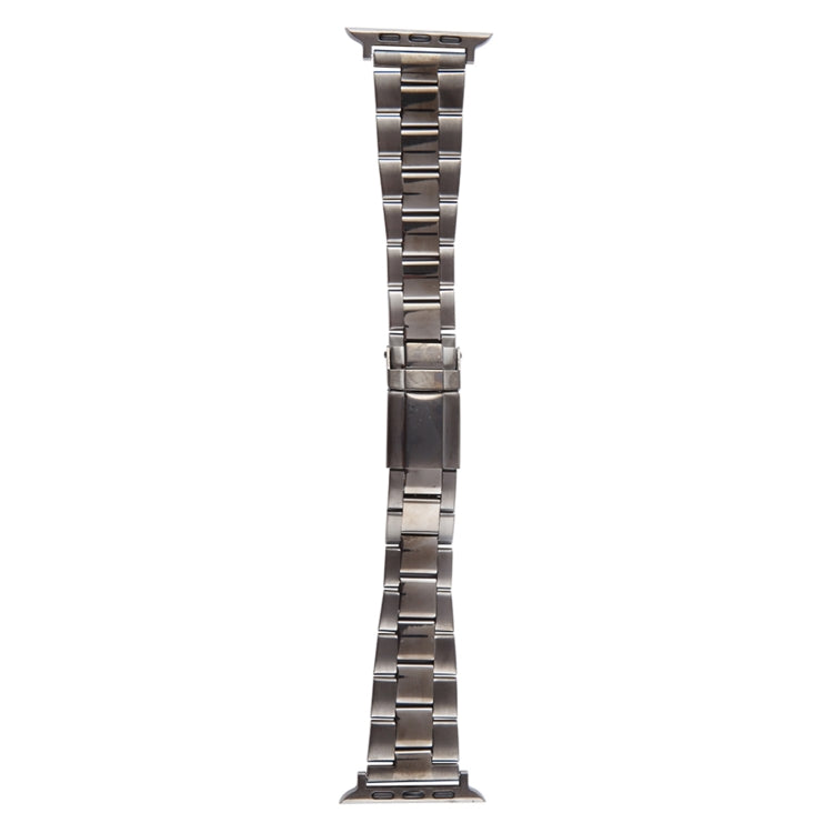 For Apple Watch SE 44mm Three-Bead Stainless Steel Watch Band(Gun Color)