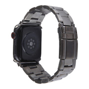 For Apple Watch Series 2 42mm Three-Bead Stainless Steel Watch Band(Gun Color)