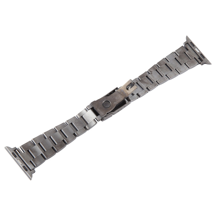 For Apple Watch Series 2 38mm Three-Bead Stainless Steel Watch Band(Gun Color)