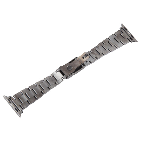 For Apple Watch Series 2 38mm Three-Bead Stainless Steel Watch Band(Gun Color)