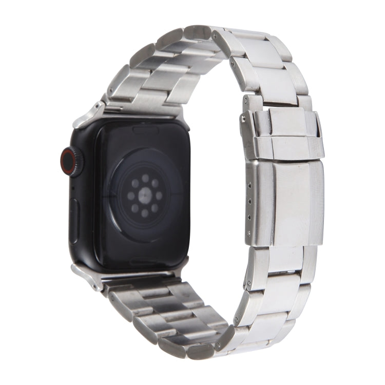 For Apple Watch 42mm Three-Bead Stainless Steel Watch Band(Silver)