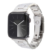 For Apple Watch 42mm Three-Bead Stainless Steel Watch Band(Silver)