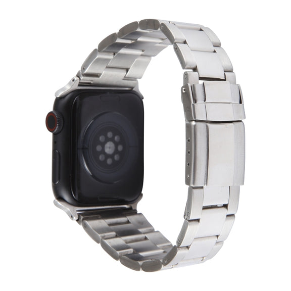 For Apple Watch 42mm Three-Bead Stainless Steel Watch Band(Silver)