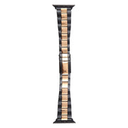For Apple Watch 38mm Three-Bead Stainless Steel Watch Band(Black Rose Gold)