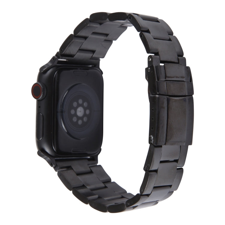 For Apple Watch 38mm Three-Bead Stainless Steel Watch Band(Black)