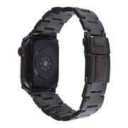 For Apple Watch 38mm Three-Bead Stainless Steel Watch Band(Black)