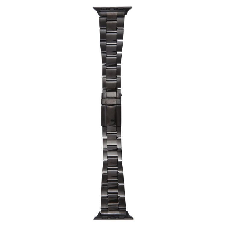 For Apple Watch 38mm Three-Bead Stainless Steel Watch Band(Black)