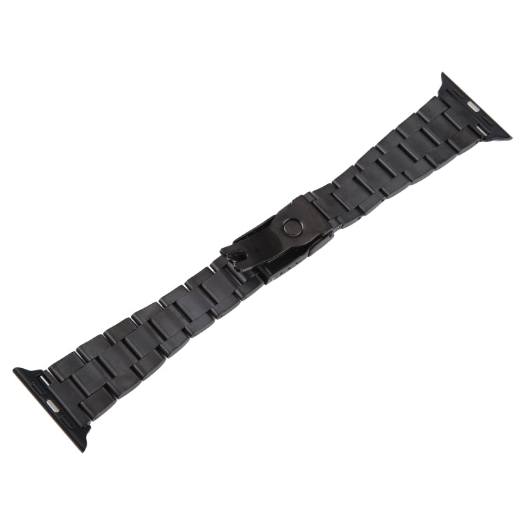For Apple Watch 38mm Three-Bead Stainless Steel Watch Band(Black)