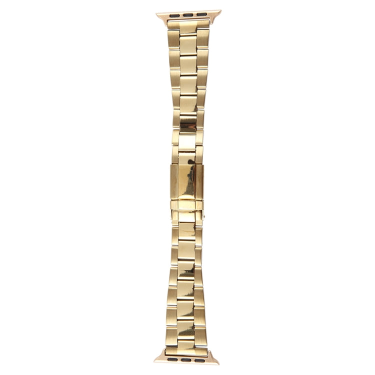 For Apple Watch 38mm Three-Bead Stainless Steel Watch Band(Gold)