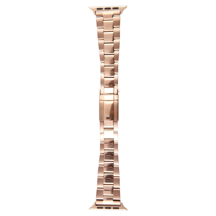 For Apple Watch 38mm Three-Bead Stainless Steel Watch Band(Rose Gold)