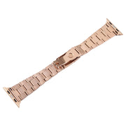 For Apple Watch 38mm Three-Bead Stainless Steel Watch Band(Rose Gold)