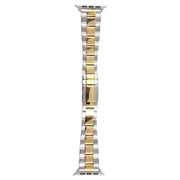 For Apple Watch 38mm Three-Bead Stainless Steel Watch Band(Silver Gold)