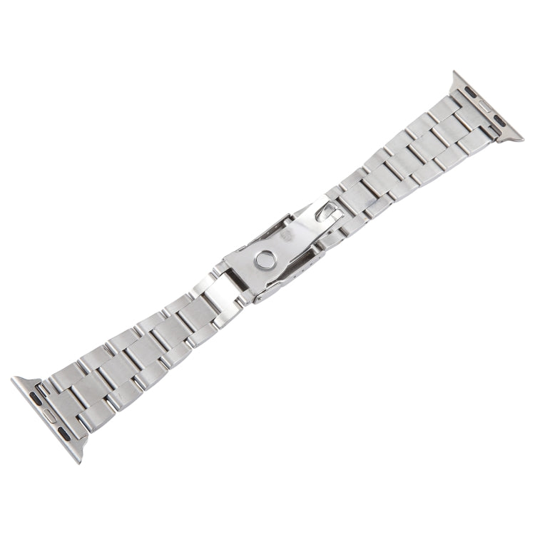 For Apple Watch 38mm Three-Bead Stainless Steel Watch Band(Silver Gold)