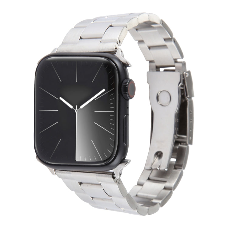 For Apple Watch 38mm Three-Bead Stainless Steel Watch Band(Silver)