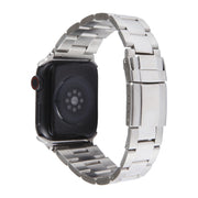 For Apple Watch 38mm Three-Bead Stainless Steel Watch Band(Silver)