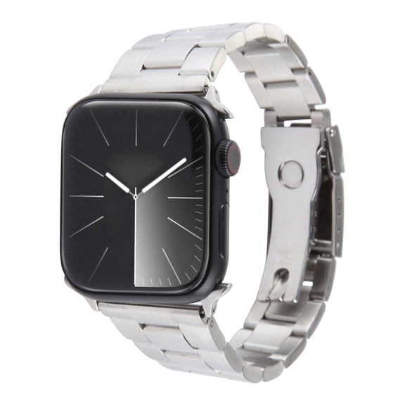 For Apple Watch 38mm Three-Bead Stainless Steel Watch Band(Silver)