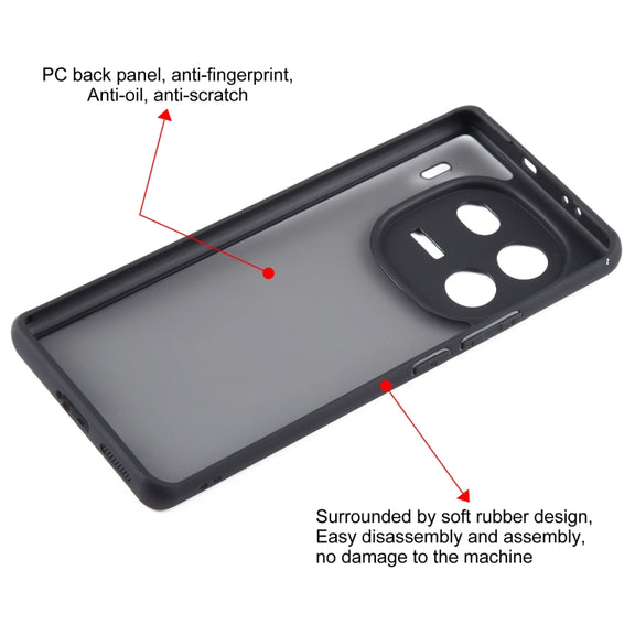 For vivo iQOO 12 Pro Fine Pore Matte Black TPU + PC Phone Case