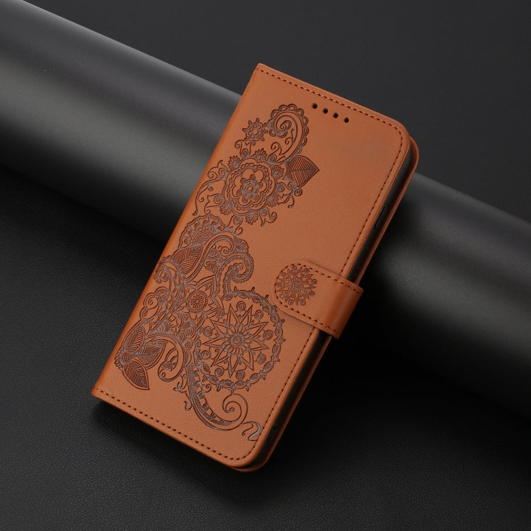 For Huawei Pura 70 Pro / Pura 70 Pro+ Datura Flower Embossed Flip Leather Phone Case(Brown)