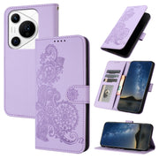 For Huawei Pura 70 Pro/70 Pro+ Datura Flower Embossed Flip Leather Phone Case(Purple)