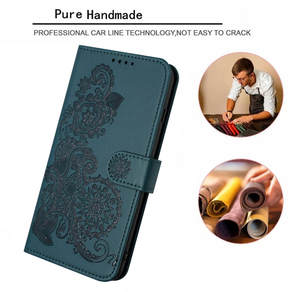 For Huawei Pura 70 Pro/70 Pro+ Datura Flower Embossed Flip Leather Phone Case(Dark Green)