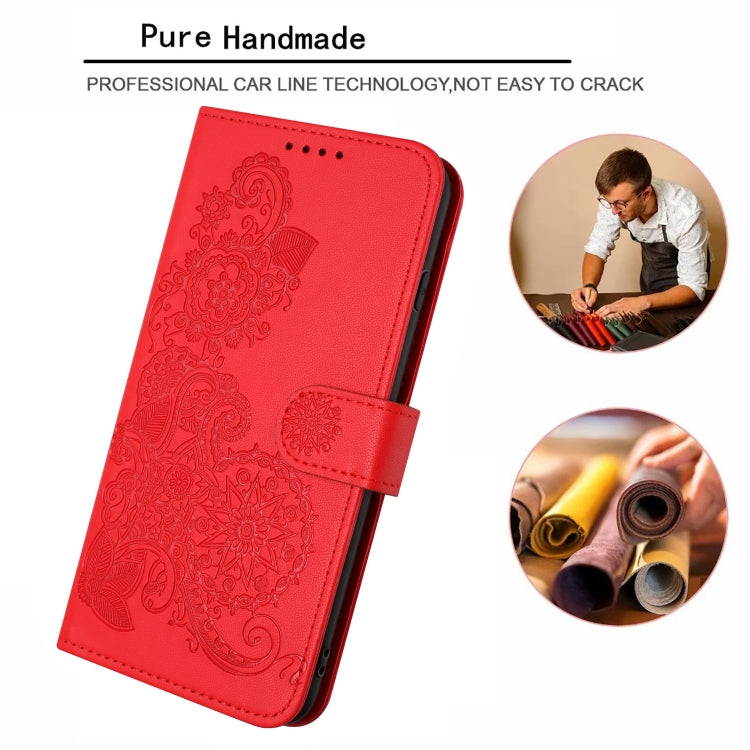 For Huawei Pura 70 Datura Flower Embossed Flip Leather Phone Case(Red)