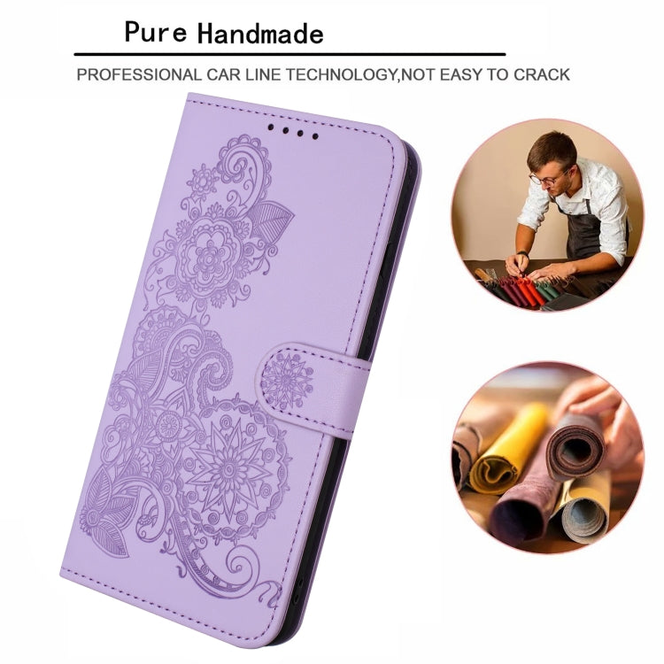 For Huawei Pura 70 Datura Flower Embossed Flip Leather Phone Case(Purple)