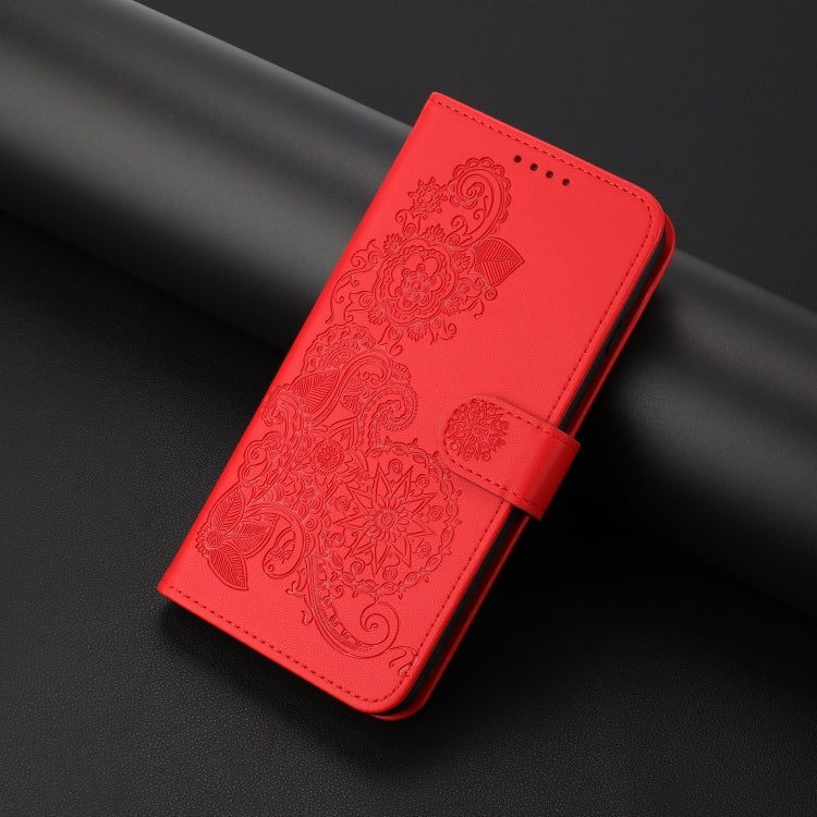 For Google Pixel 9 Pro Datura Flower Embossed Flip Leather Phone Case(Red)