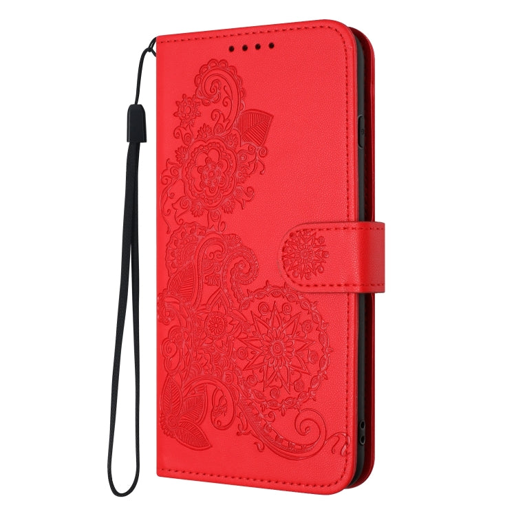 For Google Pixel 9 Pro Datura Flower Embossed Flip Leather Phone Case(Red)