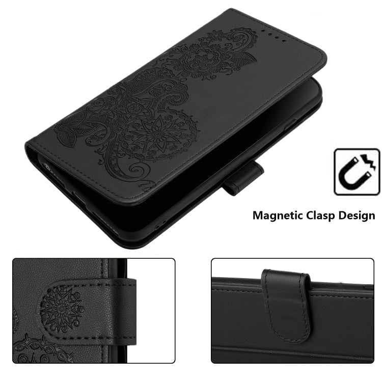 For Google Pixel 9 Pro Datura Flower Embossed Flip Leather Phone Case(Black)