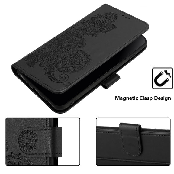 For Google Pixel 9 Pro Datura Flower Embossed Flip Leather Phone Case(Black)