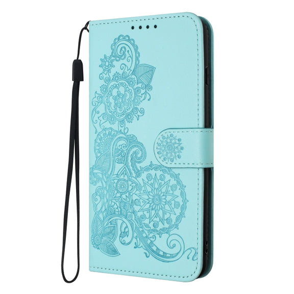 For Google Pixel 9 Datura Flower Embossed Flip Leather Phone Case(Light blue)