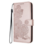 For Google Pixel 9 Datura Flower Embossed Flip Leather Phone Case(Rose Gold)