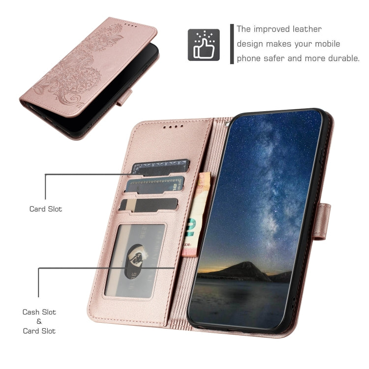 For Google Pixel 9 Datura Flower Embossed Flip Leather Phone Case(Rose Gold)