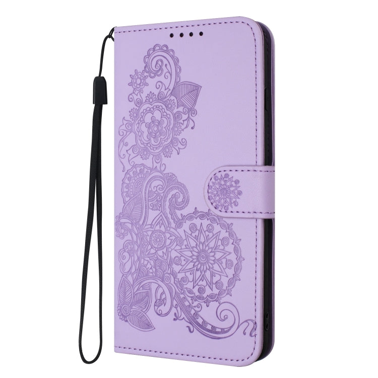 For Google Pixel 9 Datura Flower Embossed Flip Leather Phone Case(Purple)