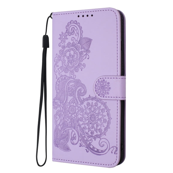 For Google Pixel 9 Datura Flower Embossed Flip Leather Phone Case(Purple)