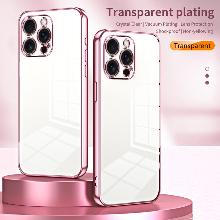 For iPhone 16 Pro Max Transparent Plating Fine Hole Phone Case(Purple)