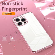 For iPhone 16 Pro Max Transparent Plating Fine Hole Phone Case(Purple)