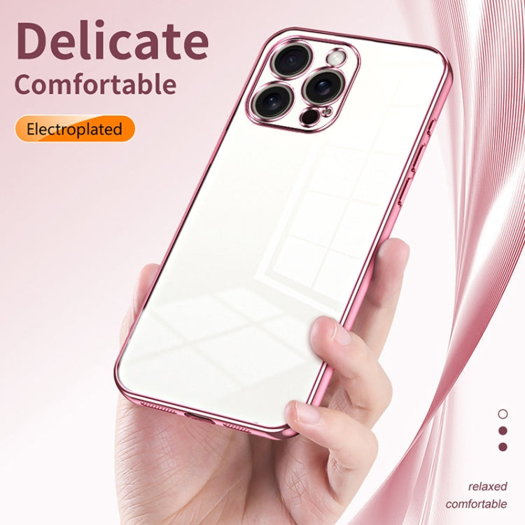 For iPhone 16 Pro Max Transparent Plating Fine Hole Phone Case(Purple)