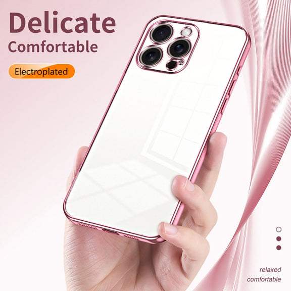 For iPhone 16 Pro Max Transparent Plating Fine Hole Phone Case(Purple)