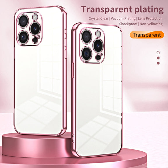 For iPhone 16 Pro Transparent Plating Fine Hole Phone Case(Black)