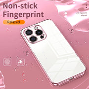 For iPhone 16 Pro Transparent Plating Fine Hole Phone Case(Black)