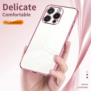 For iPhone 16 Pro Transparent Plating Fine Hole Phone Case(Black)
