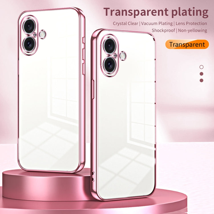 For iPhone 16 Transparent Plating Fine Hole Phone Case(Black)