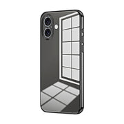 For iPhone 16 Transparent Plating Fine Hole Phone Case(Black)