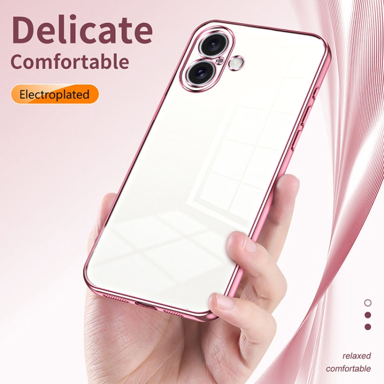 For iPhone 16 Transparent Plating Fine Hole Phone Case(Black)